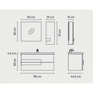 ELVA BANYO DOLABI ALT MODÜL 85 CM