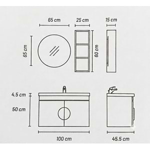 MAKFALİ BANYO DOLABI TAKIM 100 CM