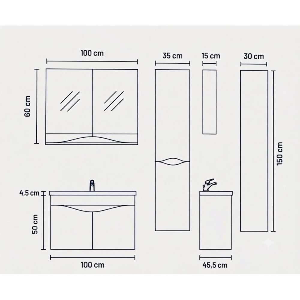 NATİNA BANYO DOLABI ALT MODÜL 100 CM