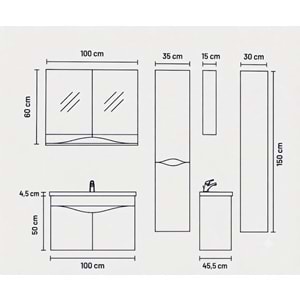 NATİNA BANYO DOLABI ALT MODÜL 100 CM