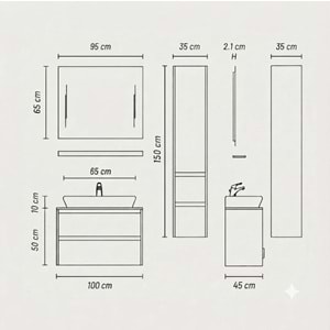 ONTULE BANYO DOLABI ALT MODÜL 100 CM